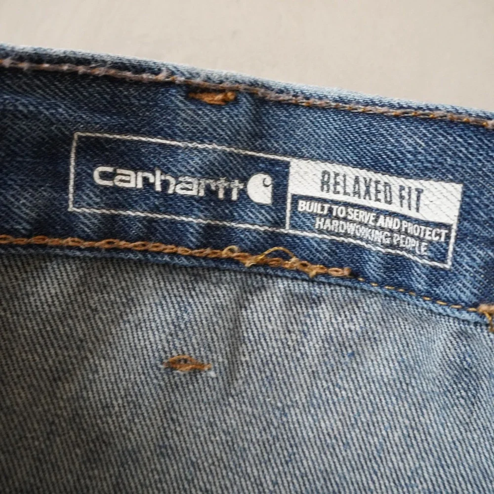 Carhartt Double Knee Jeans 38x32 Mens Blue Relaxed Fit Work Pants Denim